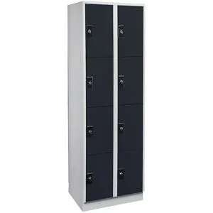 4er-Schließfachschrank Stuttgart, 2 Abteile, B 600 mm, lichtgrau / anthrazitgrau Wolf