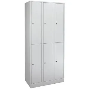 Doppelstock-Spind Komfort, 3 Abteile, lichtgrau, Breite 1200 mm Wolf