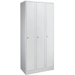 Spind Komfort, 3 Abteile, lichtgrau, Breite 900 mm Wolf