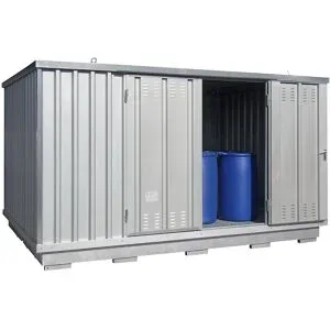 Gefahrstoff-Container auch zur aktiven Lagerung entzündbarer Stoffe, Außen-HxBxT 2400 x 4075 x 2875 mm, verzinkt LaCont