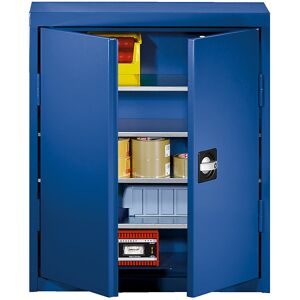 Materialschrank aus Stahlblech, Höhe 780 mm, enzianblau RAL 5010, 4 Böden eurokraft pro