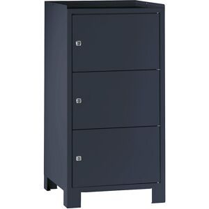 Werkzeugschrank mit Füßen, HxBxT 1000 x 500 x 500 mm, 3 verschließbare Fächer, anthrazitgrau RAL 7016 Wolf