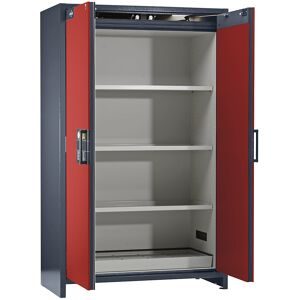 Feuerbeständiger Industrie-Gefahrstoffschrank Typ 90, HxBxT 1955 x 1200 x 615 mm, 2-türig, verkehrsrot asecos
