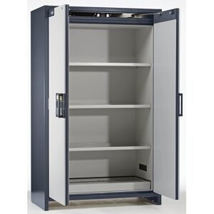 Feuerbeständiger Industrie-Gefahrstoffschrank Typ 90, HxBxT 1955 x 1200 x 615 mm, 2-türig, lichtgrau asecos