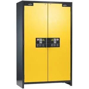 Feuerbeständiger Industrie-Gefahrstoffschrank Typ 90, HxBxT 1955 x 1200 x 615 mm, 2-türig, goldgelb asecos