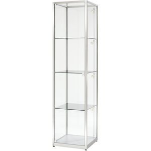 kaiserkraft Säulenvitrine, Höhe 2000 mm, 1 Drehflügeltür, BxT 500 x 500 mm, silber eloxiert