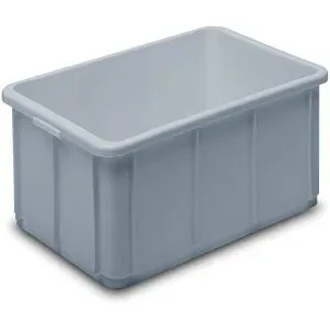 kaiserkraft Stapelbehälter aus Polypropylen, Volumen 60 l, Außenmaße LxBxH 600 x 400 x 339 mm, grau
