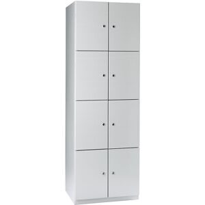 4er-Schließfachschrank Frankfurt, 2 Abteile, B 600 mm, lichtgrau Wolf