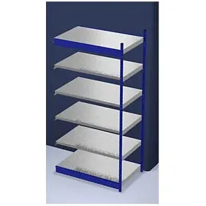 Stabil-Steckregal, einseitig, Regalhöhe 2500 mm, blau/verzinkt, Bodenbreite 1325 mm, Anbauregal, Breite x Tiefe 1325 x 800 mm hofe