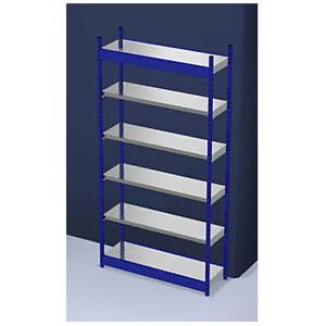 Stabil-Steckregal, einseitig, Regalhöhe 2500 mm, blau/verzinkt, Bodenbreite 1325 mm, Grundregal, Breite x Tiefe 1325 x 400 mm hofe
