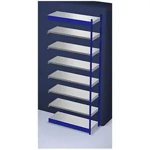 Stabil-Steckregal, einseitig, Regalhöhe 3000 mm, blau/verzinkt, Bodenbreite 1325 mm, Anbauregal, Breite x Tiefe 1325 x 500 mm hofe
