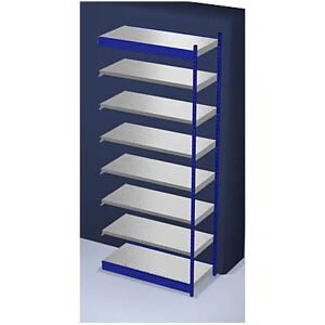 Stabil-Steckregal, einseitig, Regalhöhe 3000 mm, blau/verzinkt, Bodenbreite 1325 mm, Anbauregal, Breite x Tiefe 1325 x 600 mm hofe
