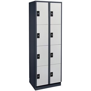 4er-Schließfachschrank Stuttgart, 2 Abteile, B 600 mm, anthrazitgrau / lichtgrau Wolf