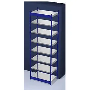 Stabil-Steckregal, einseitig, Regalhöhe 3000 mm, blau/verzinkt, Bodenbreite 1025 mm, Grundregal, Breite x Tiefe 1025 x 600 mm hofe