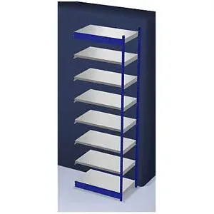 Stabil-Steckregal, einseitig, Regalhöhe 3000 mm, blau/verzinkt, Bodenbreite 1025 mm, Anbauregal, Breite x Tiefe 1025 x 600 mm hofe