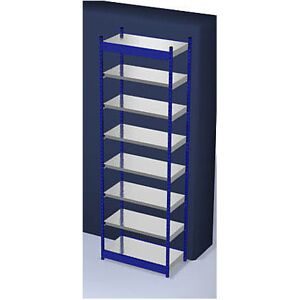 Stabil-Steckregal, einseitig, Regalhöhe 3000 mm, blau/verzinkt, Bodenbreite 1025 mm, Grundregal, Breite x Tiefe 1025 x 500 mm hofe