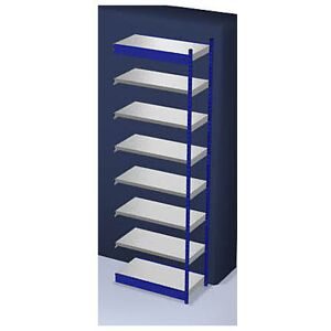 Stabil-Steckregal, einseitig, Regalhöhe 3000 mm, blau/verzinkt, Bodenbreite 1025 mm, Anbauregal, Breite x Tiefe 1025 x 500 mm hofe