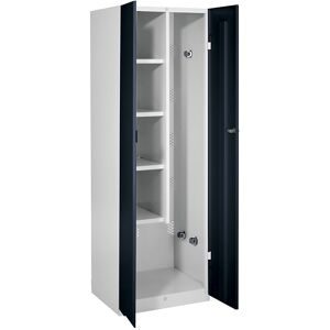 Putzmittelspind Frankfurt, 4 Fachböden, 5 Gerätehalter, B 600 mm, Türen tiefschwarz Wolf