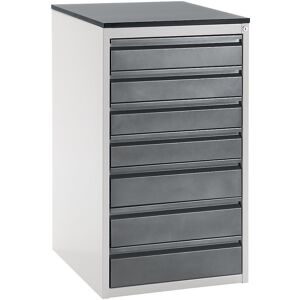 Schubladenschrank mit Teleskopführungen, Höhe 1030 mm, Schubladen 4 x 120, 3 x 150 mm, lichtgrau / anthrazit-metallic, Breite 580 mm RAU
