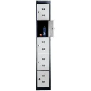 5er-Schließfachschrank Hamburg, 1 Abteil, 5 Fächer, Höhe 320 mm, Breite 300 mm, Anbauelement, anthrazitgrau / lichtgrau Wolf