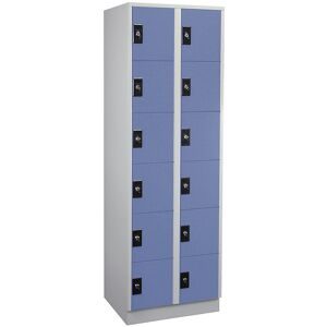 6er-Schließfachschrank Stuttgart, 2 Abteile, B 600 mm, lichtgrau / taubenblau Wolf