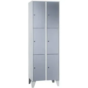3er-Schließfachschrank München, 2 Abteile, Breite 600 mm, silbergrau Wolf