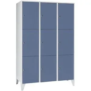 3er-Schließfachschrank München, 3 Abteile, Breite 1200 mm, taubenblau Wolf