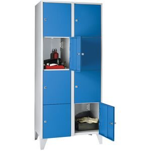 4er-Schließfachschrank München, 2 Abteile, lichtgrau / lichtblau, B 800 mm, mit Füßen Wolf
