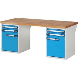 Werkbank, Baukastensystem Serie 7000, 4 Schubladen, 2 Türen, BxT 2000 x 900 mm eurokraft pro