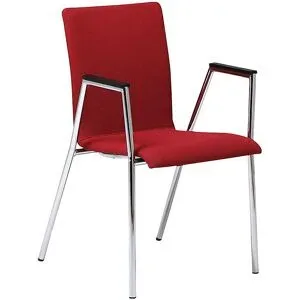 kaiserkraft Konferenzstuhl Cadeira, Gestell verchromt, roter Stoff, VE 2 Stk