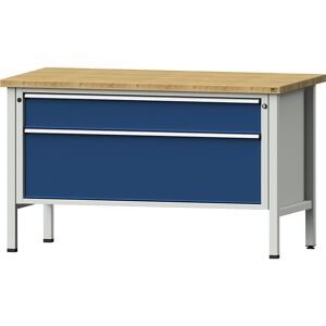 Werkbank, Gestellbauweise Serie V, 2 XXL-Schubladen, Höhe 890 mm, Buche massiv ANKE