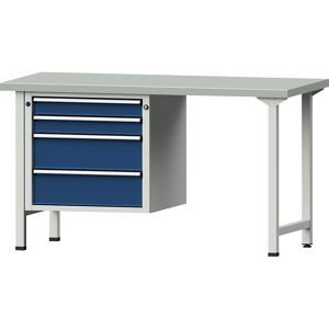 Werkbank, Gestellbauweise Serie V, 2 Schubladen 90 mm, 2 Schubladen 180 mm, Stahlblechbelagplatte ANKE