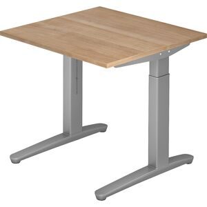 ANNY - Schreibtisch mit C-Fußgestell, höhenverstellbar 650 - 850 mm, Breite 800 mm, Nussbaum-Dekor / weißaluminium eurokraft pro