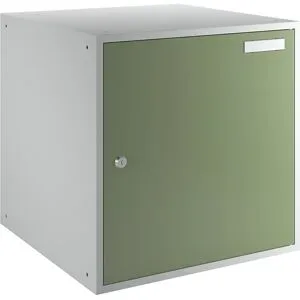 Schließfachwürfel, HxBxT 450 x 450 x 450 mm, Vollblechtür, lichtgrau / resedagrün eurokraft basic
