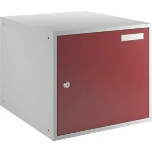 Schließfachwürfel, HxBxT 350 x 400 x 450 mm, Vollblechtür, lichtgrau / feuerrot eurokraft basic