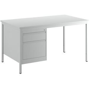 Meisterschreibtisch, lichtgrau, Schubladen 1 x 140 mm, 1 x 280 mm, BxT 1400 x 800 mm eurokraft basic