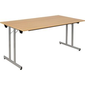kaiserkraft Klapptisch STANDARD, Vierkant-Gestell mit Höhenausgleichsschrauben, 1600 x 800 mm, Gestell alufarben, Platte Buche-Dekor