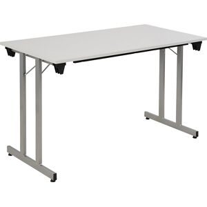 kaiserkraft Klapptisch STANDARD, Vierkant-Gestell mit Höhenausgleichsschrauben, 1200 x 700 mm, Gestell alufarben, Platte lichtgrau