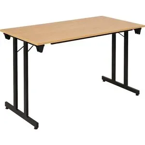 kaiserkraft Klapptisch STANDARD, Vierkant-Gestell mit Höhenausgleichsschrauben, 1200 x 700 mm, Gestell schwarz, Platte Buche-Dekor