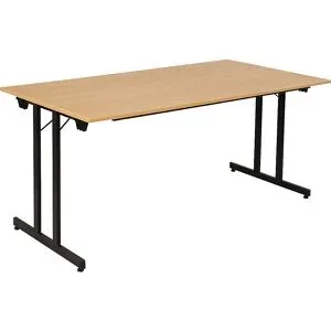 kaiserkraft Klapptisch STANDARD, Vierkant-Gestell mit Höhenausgleichsschrauben, 1600 x 800 mm, Gestell schwarz, Platte Buche-Dekor