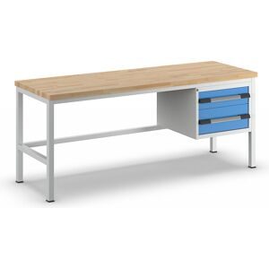 Werkbank, Gestellbauweise Serie 8000, 2 Schubladen: 1 x 150 mm, 1 x 210 mm, BxT 2000 x 700 mm eurokraft pro
