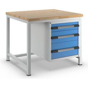 Werkbank, Gestellbauweise Serie 8000, 3 Schubladen: 1 x 120, 1 x 180, 1 x 240 mm, BxT 1000 x 900 mm eurokraft pro