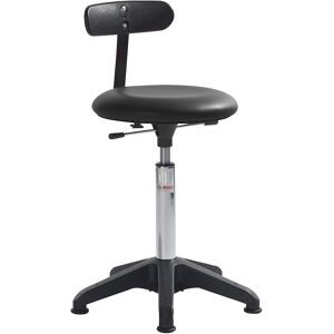 kaiserkraft Arbeitshocker, höhenverstellbar, mit Bodengleitern und Rückenlehne, schwarz, Höhe 520 - 710 mm