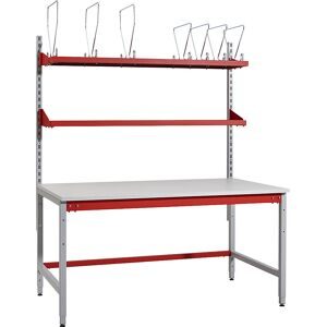kaiserkraft Packtisch komplett BASIC, mit Aufsatzholmen, Karton-Magazinboard und Ablageboard, HxBxT 780 x 1600 x 900 mm
