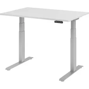Hammerbacher Sitz-Stehschreibtisch VXDKB12/5/S Grau 1200 x 800 mm