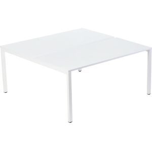 2er-Teamschreibtisch, Breite 1400 mm, Tiefe 600 / 1260 mm, weiß EasyDesk