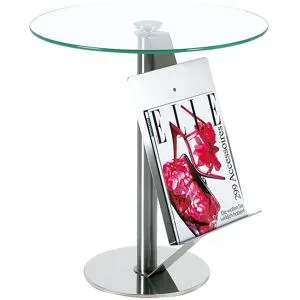 kaiserkraft Beistelltisch mit Zeitungshalter, HxØ 550 x 495 mm, Glasplatte klar
