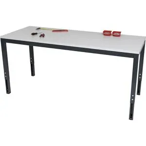 Höhenverstellbarer Arbeitstisch, Vierkantrohr 45 x 45 mm, Melaminplatte, BxT 1500 x 900 mm eurokraft basic