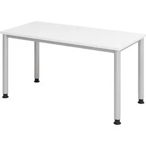 RENATUS - Schreibtisch Mini-Office 4, 4-Fuß-Gestell, Breite 1400 mm, weiß, Rundstahlrohr eurokraft pro