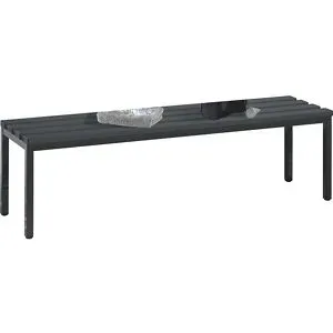 Umkleidebank BASIC, Kunststoffleisten, Länge 1500 mm, schwarzgrau C+P